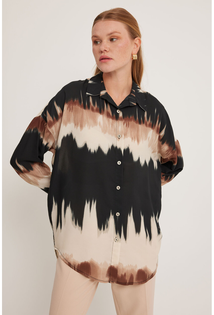 Womens Patterned Oversized Shirt 5923