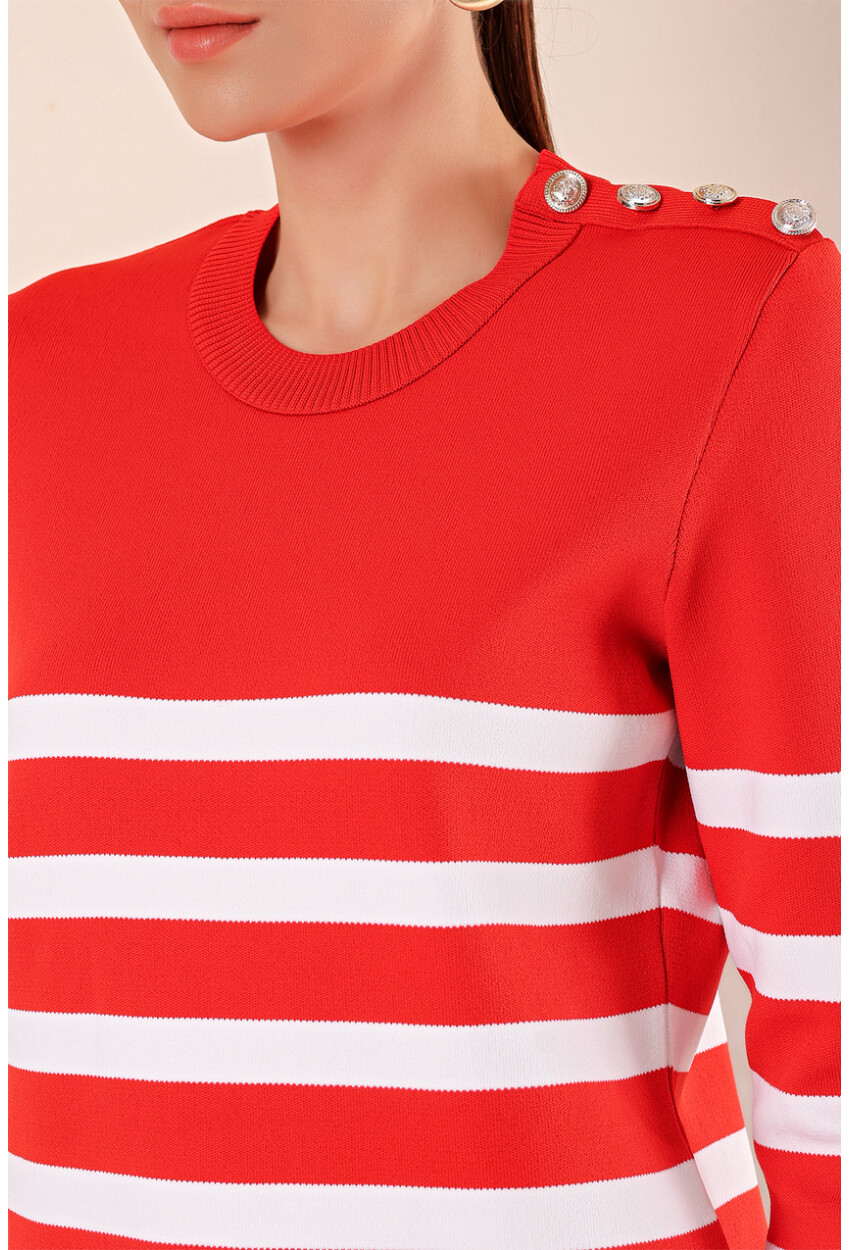 15820 Striped Sweater With Buttons