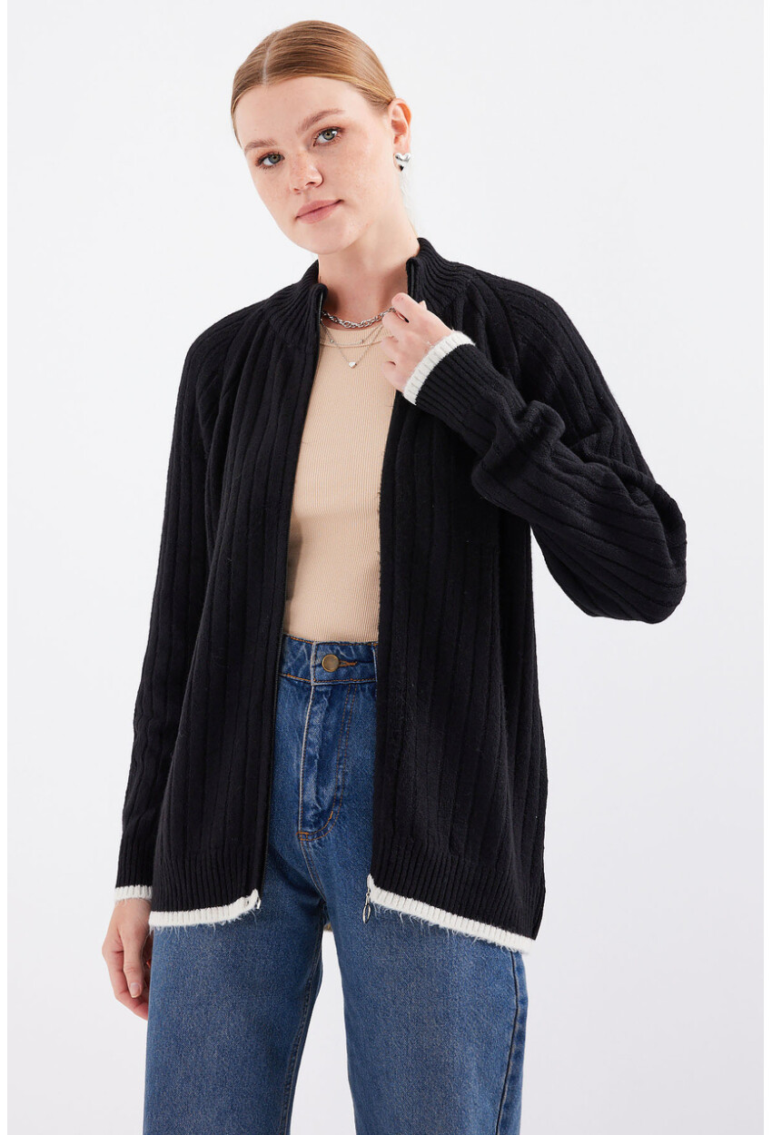 15863 Zippered Knit Cardigan