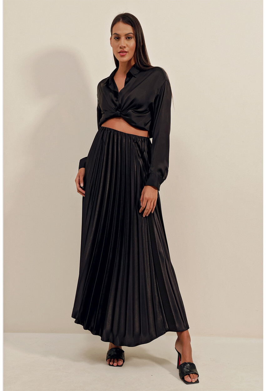 1896 Pleated Skirt With Leather-Look