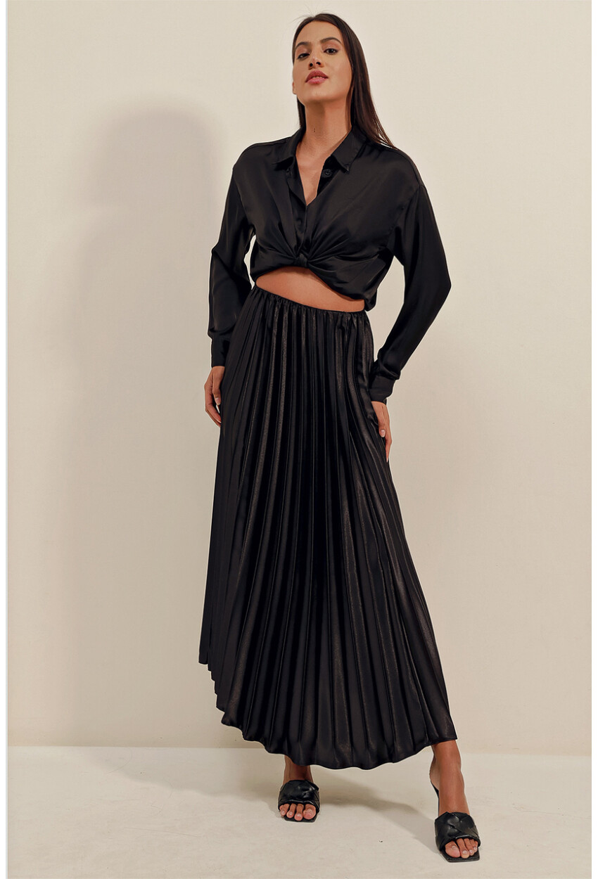 1896 Pleated Skirt With Leather-Look