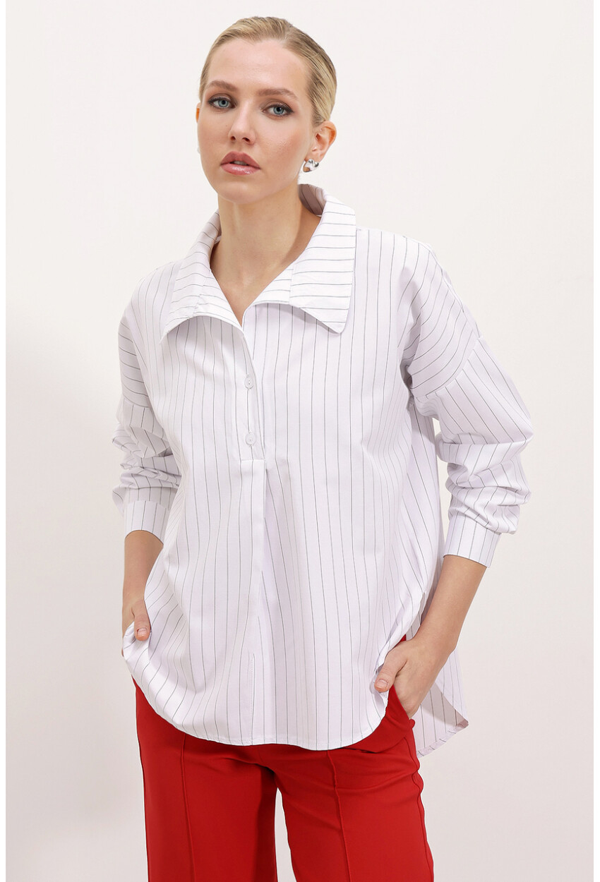 20215 Wide Fit Striped Oversized Shirt