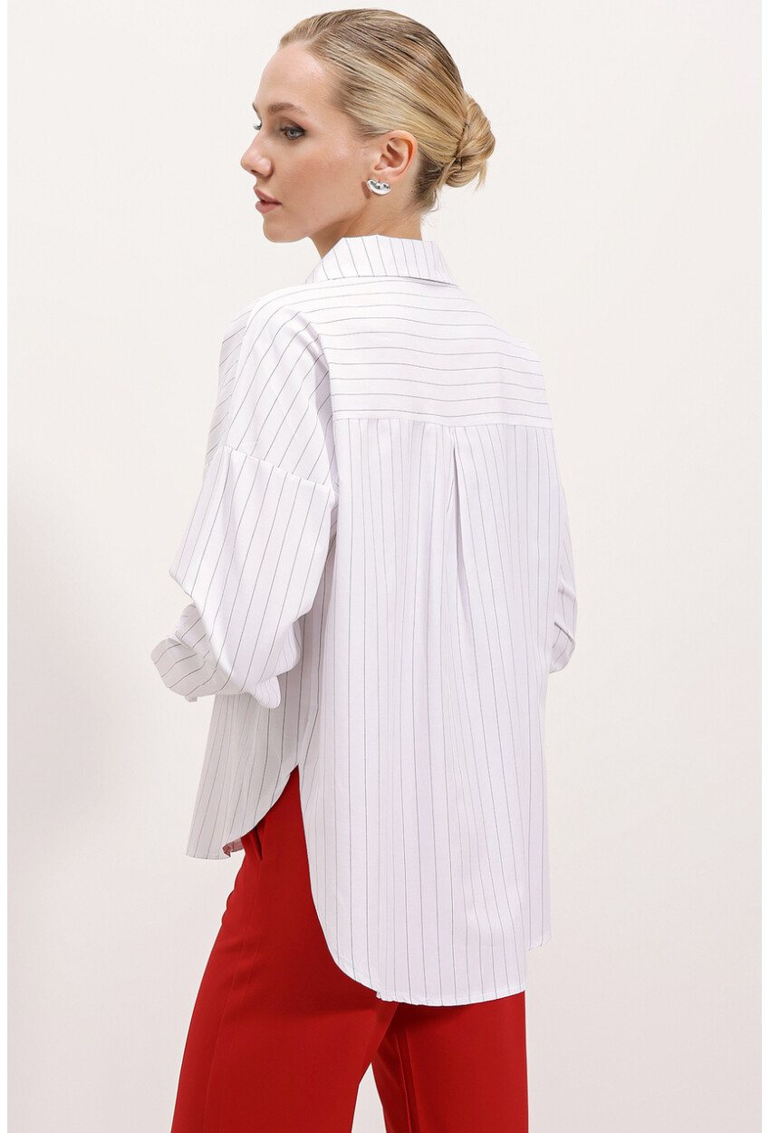 20215 Wide Fit Striped Oversized Shirt