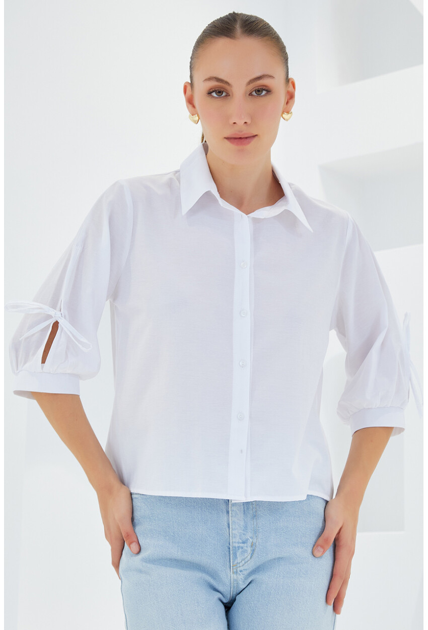 20246 Cropped Shirt With Sleeve Detail