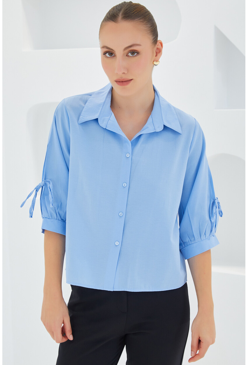 20246 Cropped Shirt With Sleeve Detail