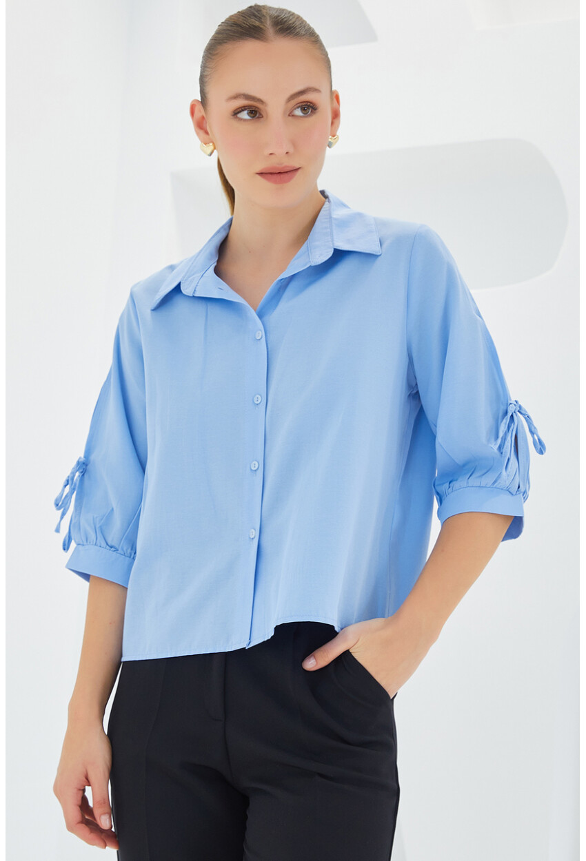 20246 Cropped Shirt With Sleeve Detail