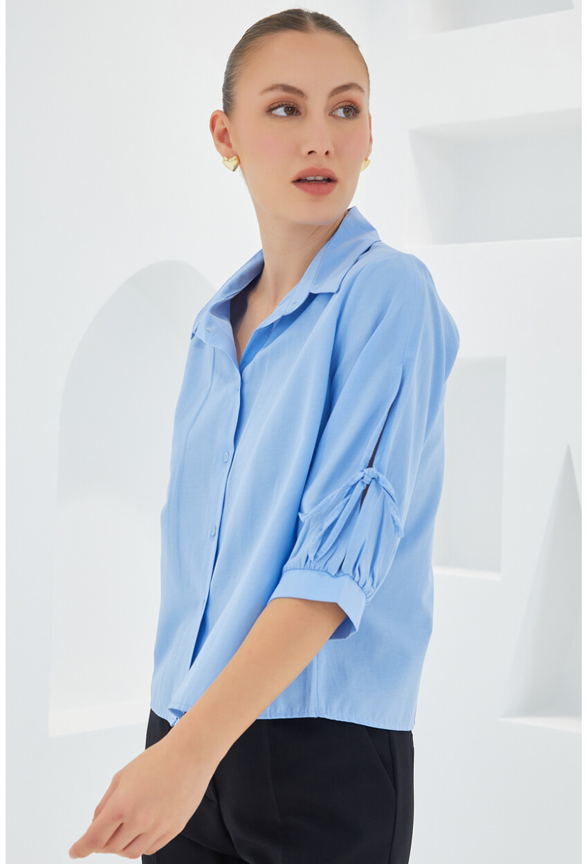 20246 Cropped Shirt With Sleeve Detail