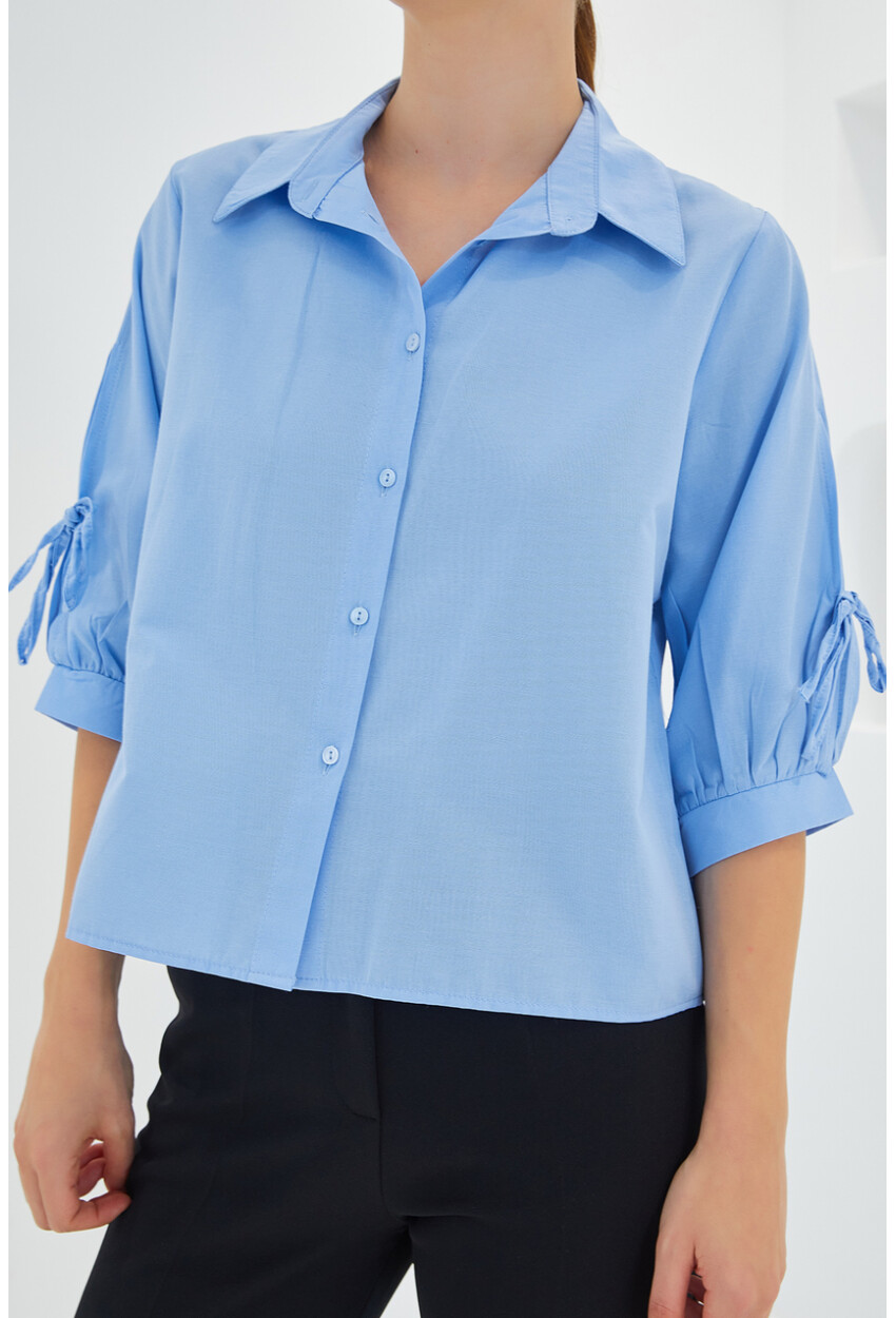 20246 Cropped Shirt With Sleeve Detail