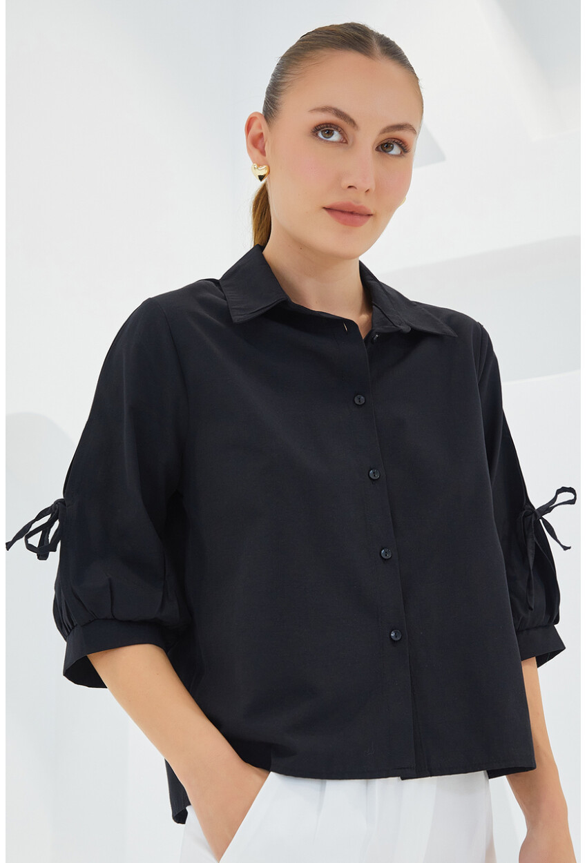 20246 Cropped Shirt With Sleeve Detail