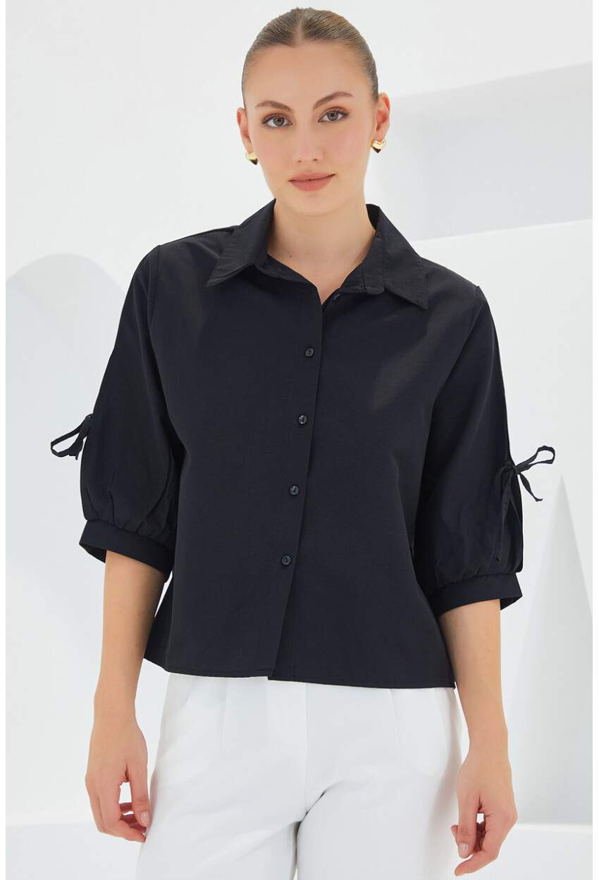 20246 Cropped Shirt With Sleeve Detail