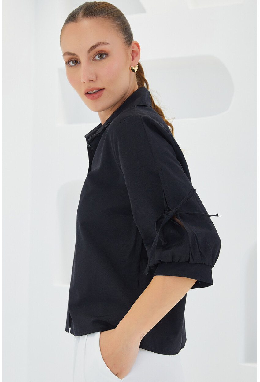 20246 Cropped Shirt With Sleeve Detail