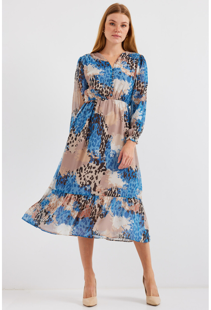 2137 Patterned Chiffon Dress