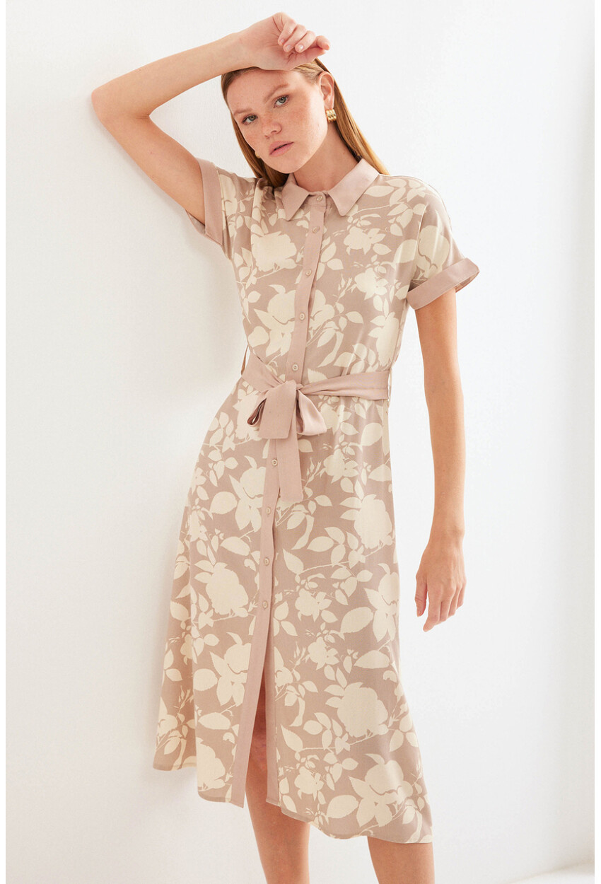 2455 Patterned Shirt Dress