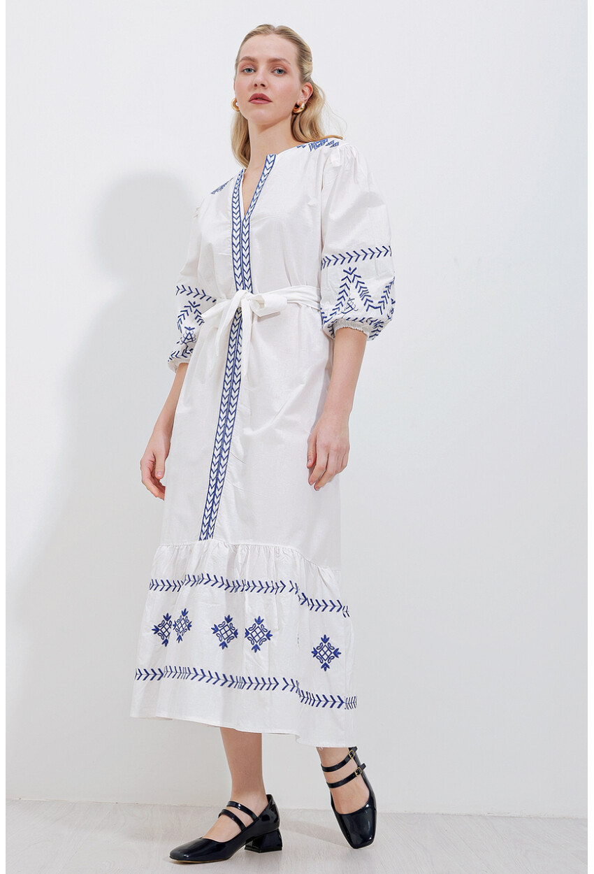 2479 Embroidered Linen Dress