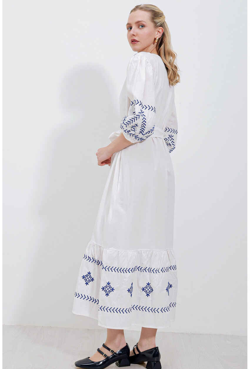 2479 Embroidered Linen Dress