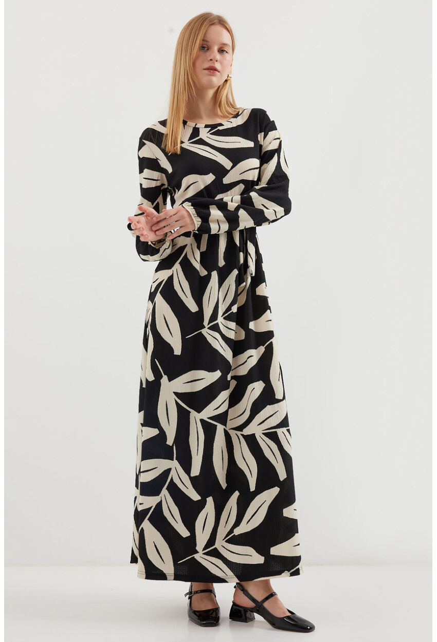 2488 Patterned Long Knit Dress