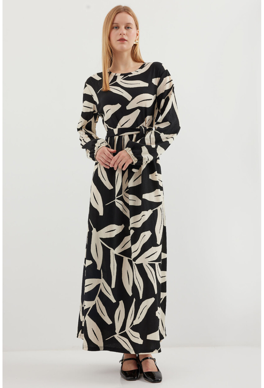 2488 Patterned Long Knit Dress