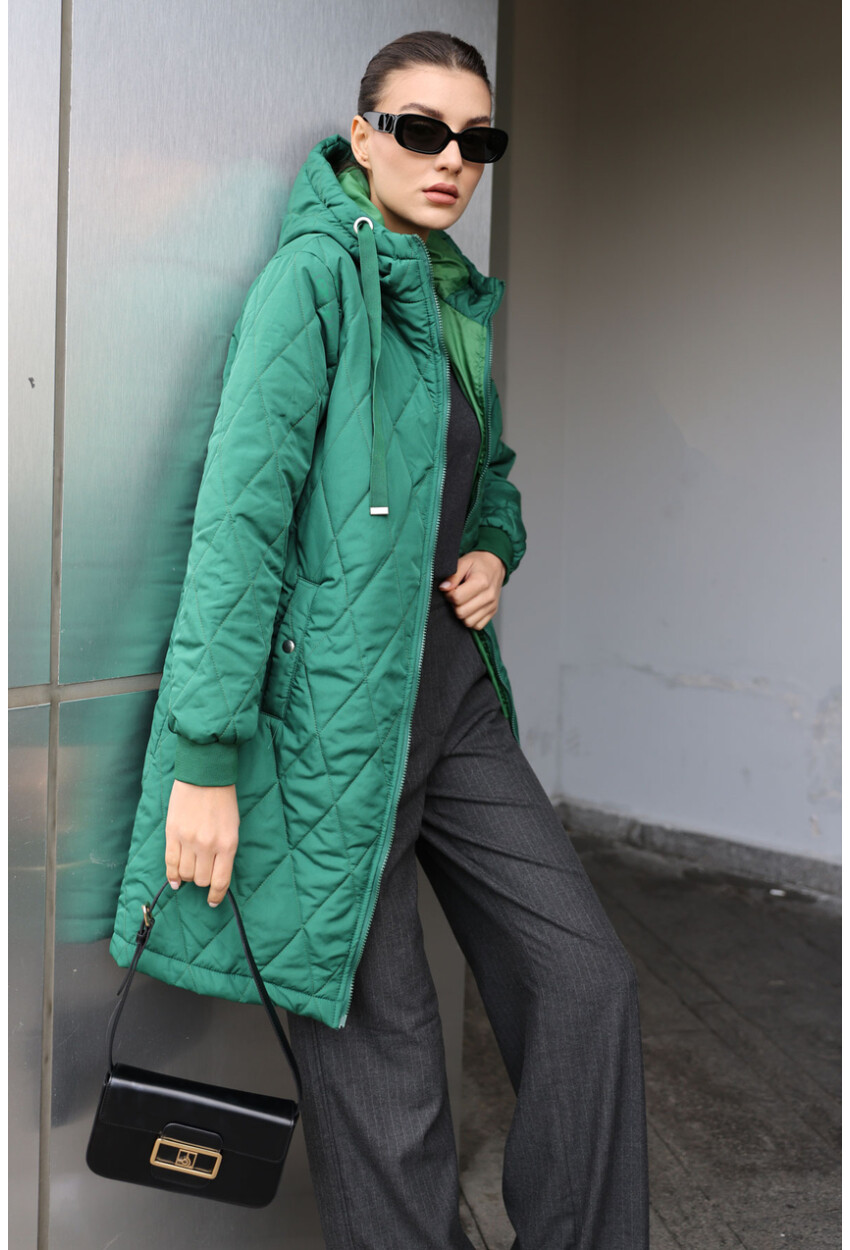 5138 Quilted Long Puffer Coat