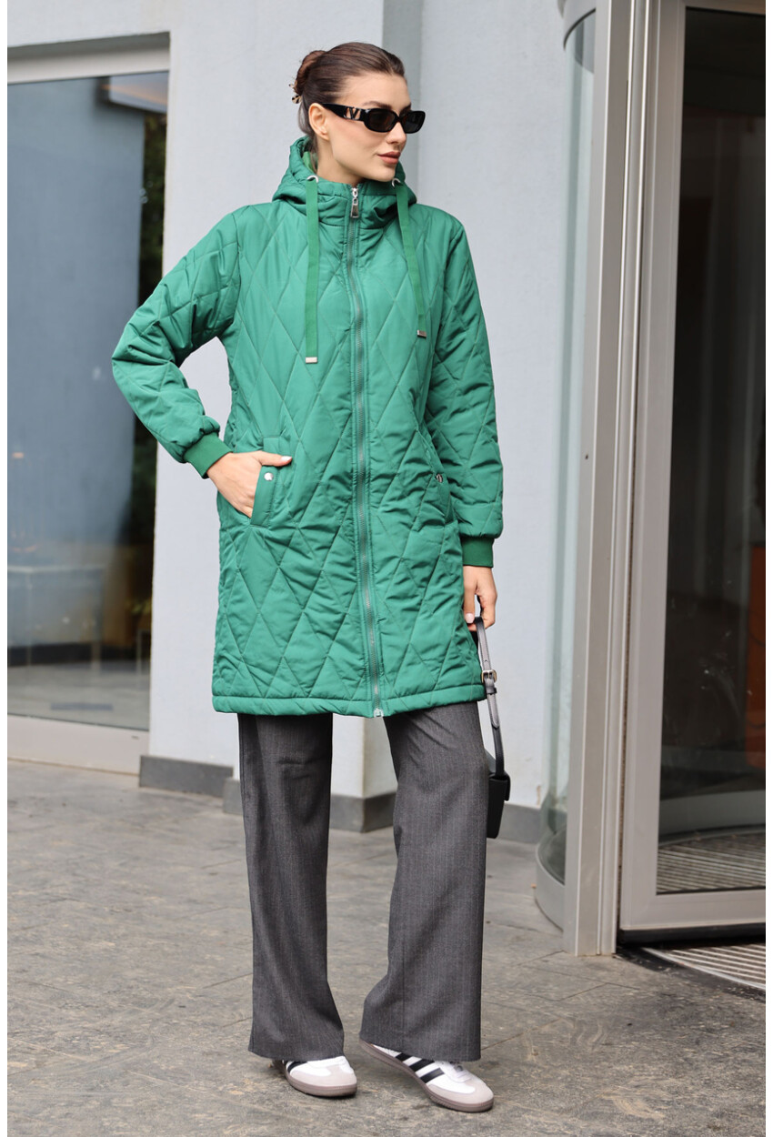 5138 Quilted Long Puffer Coat