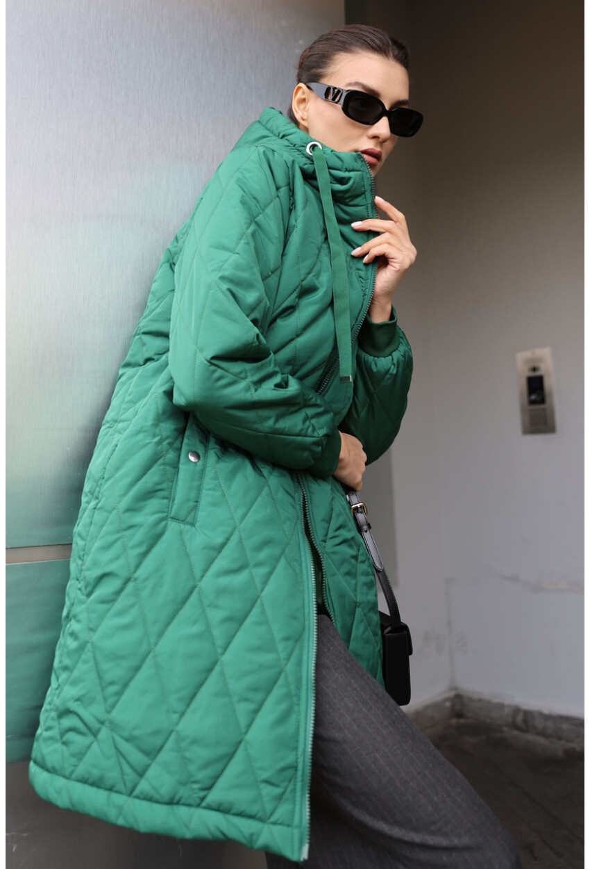 5138 Quilted Long Puffer Coat