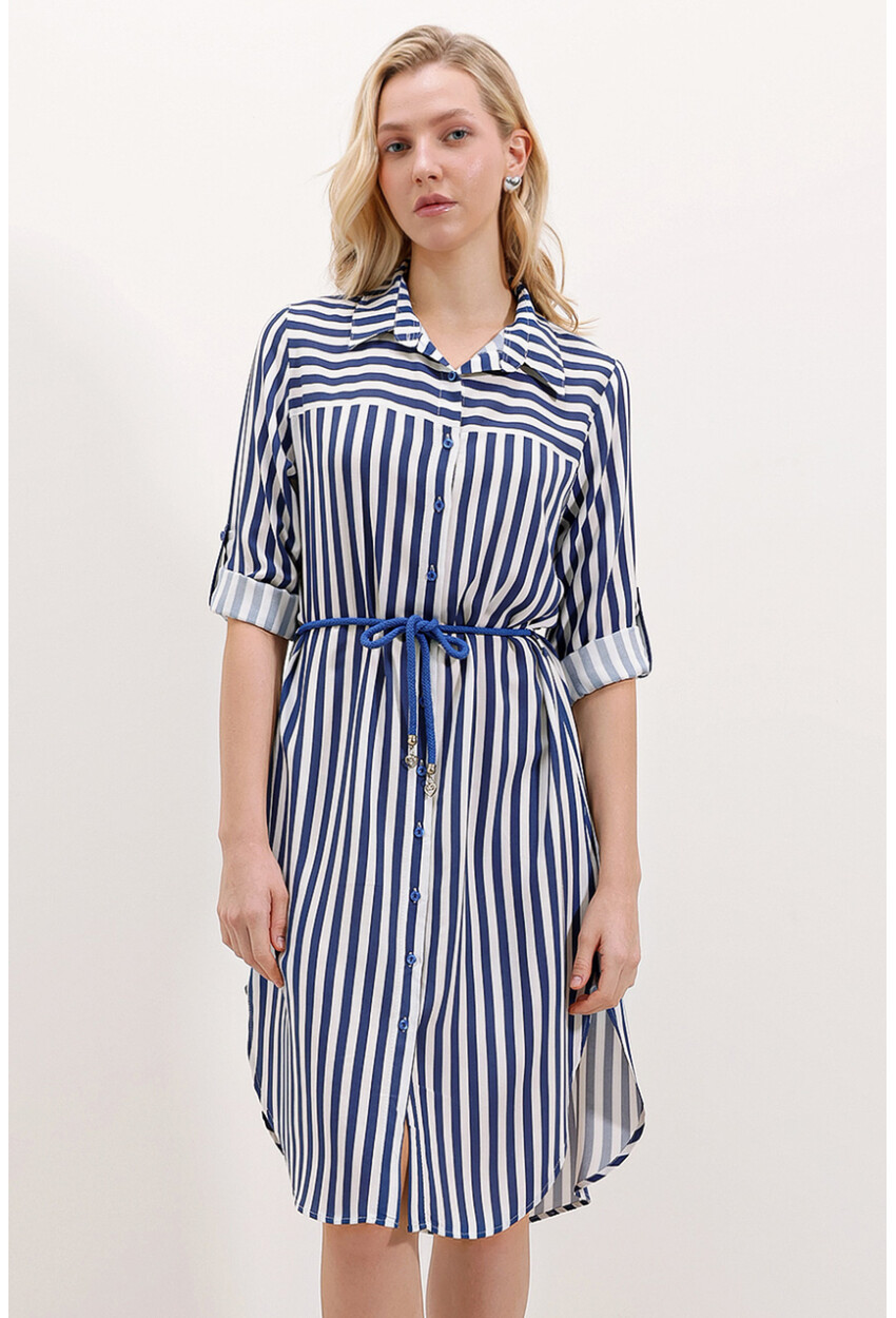 5629 Striped Dress With Belt