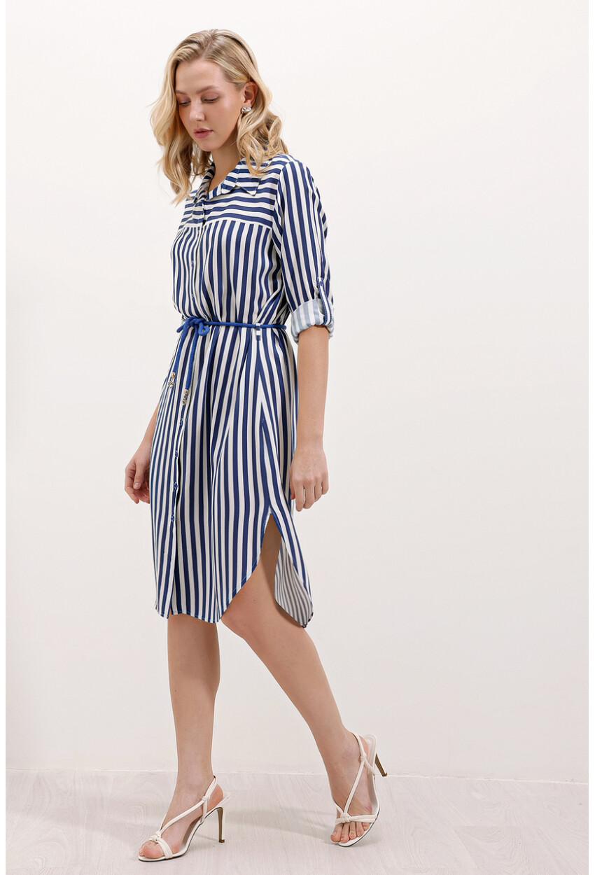 5629 Striped Dress With Belt