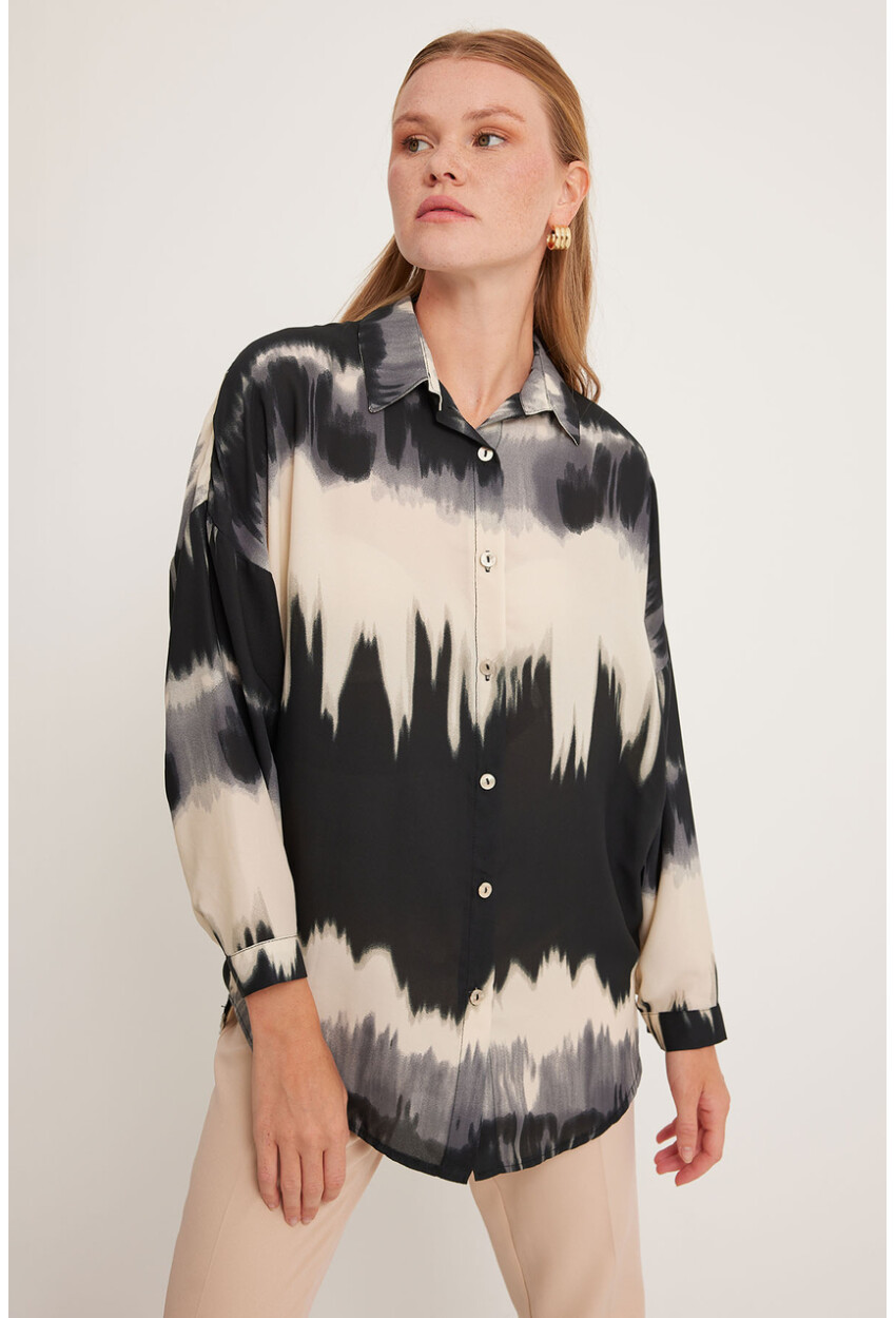 Womens Patterned Oversized Shirt 5923