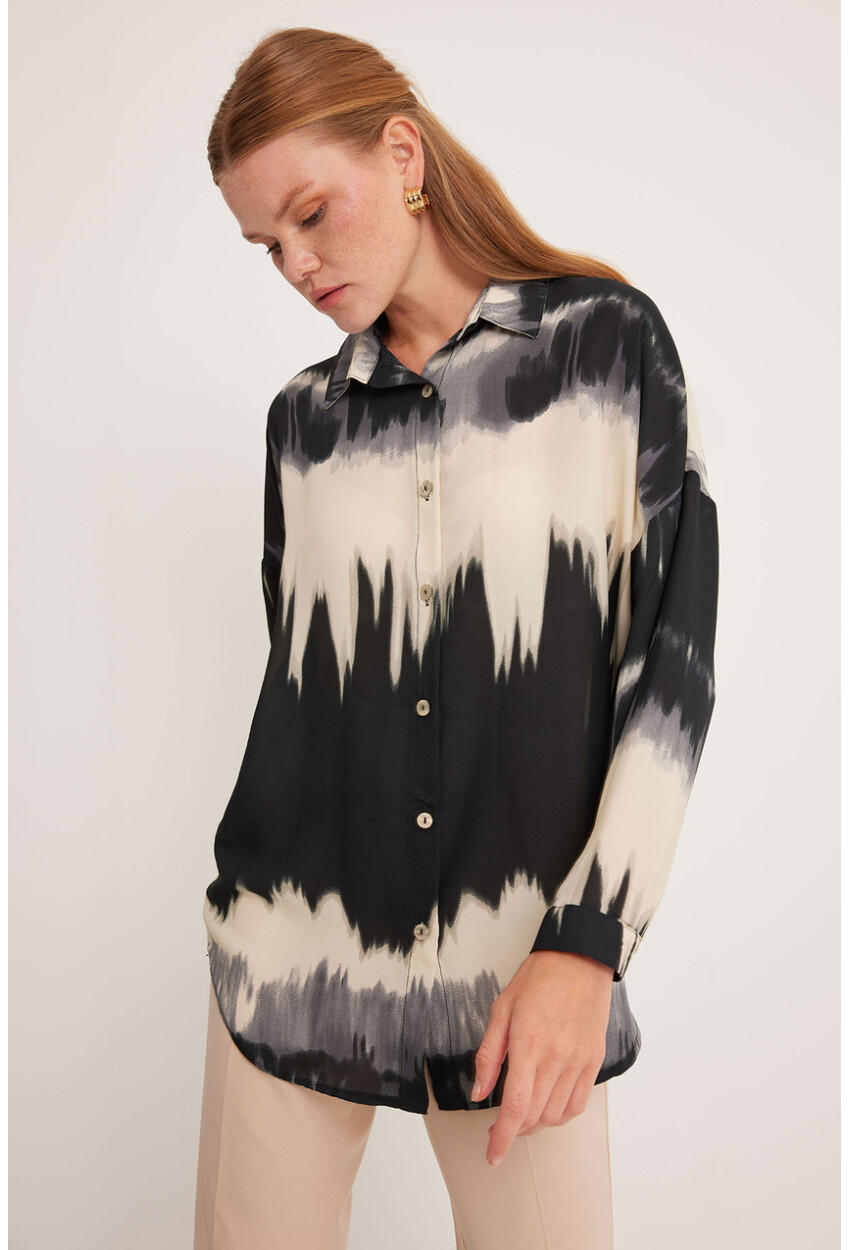 Womens Patterned Oversized Shirt 5923