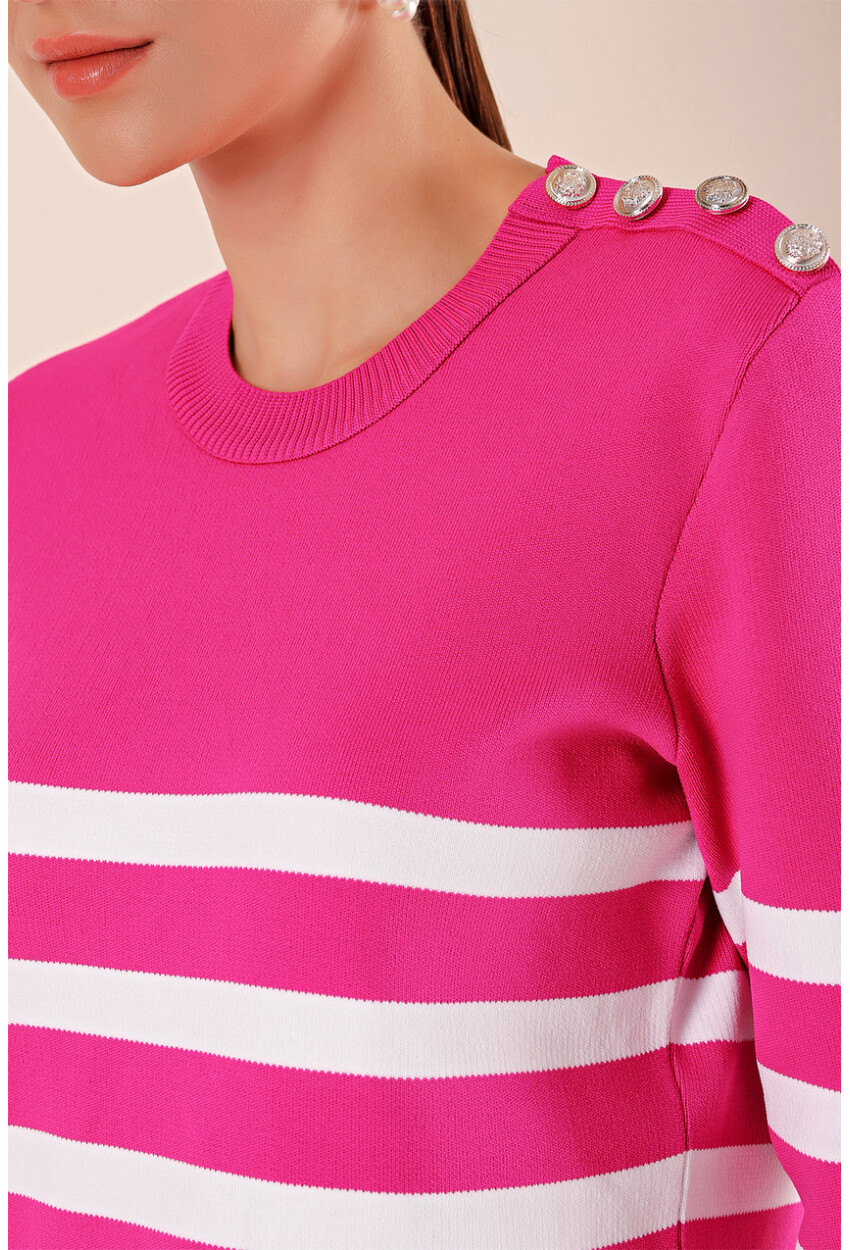 15820 Striped Sweater With Buttons