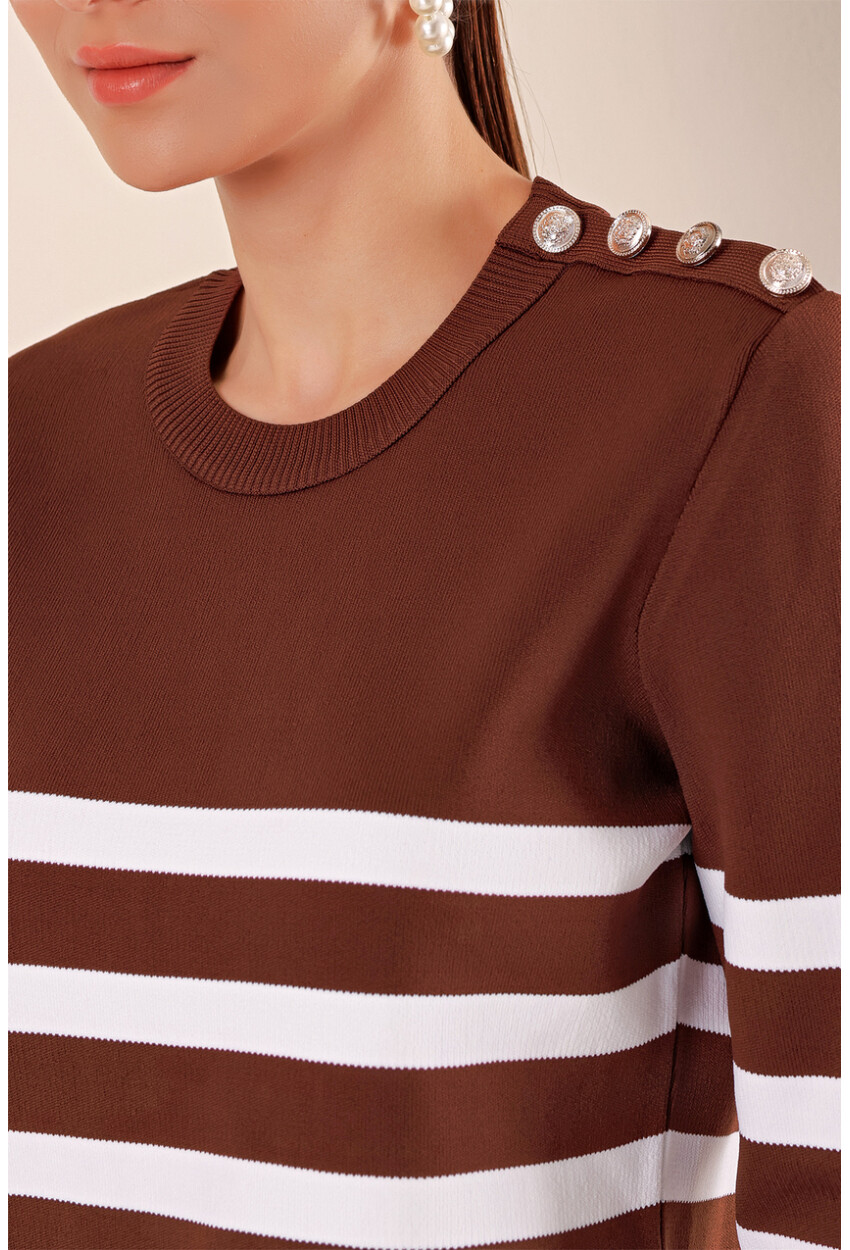 15820 Striped Sweater With Buttons