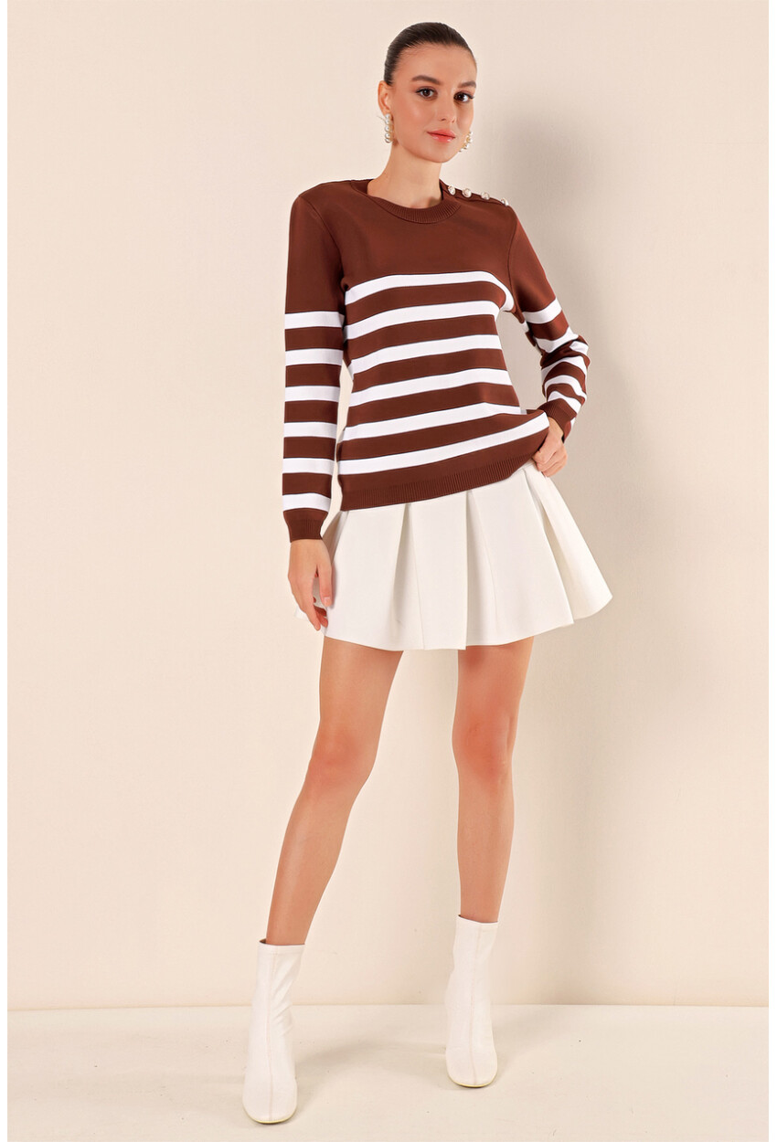 15820 Striped Sweater With Buttons