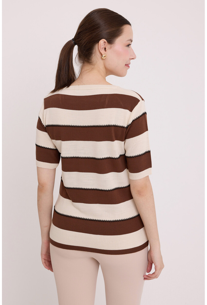 15869 Striped Short Sleeve Blouse