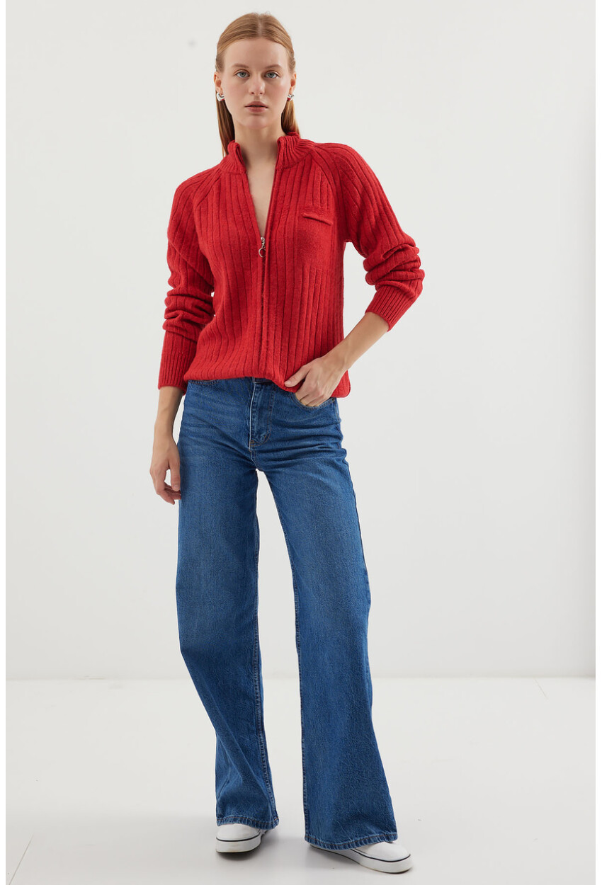 15880 Zippered Knit Cardigan