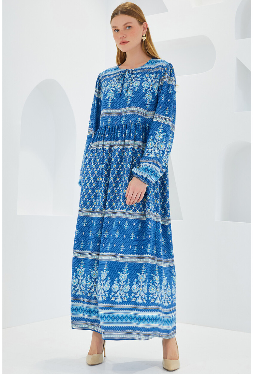 1947 Patterned Long Dress