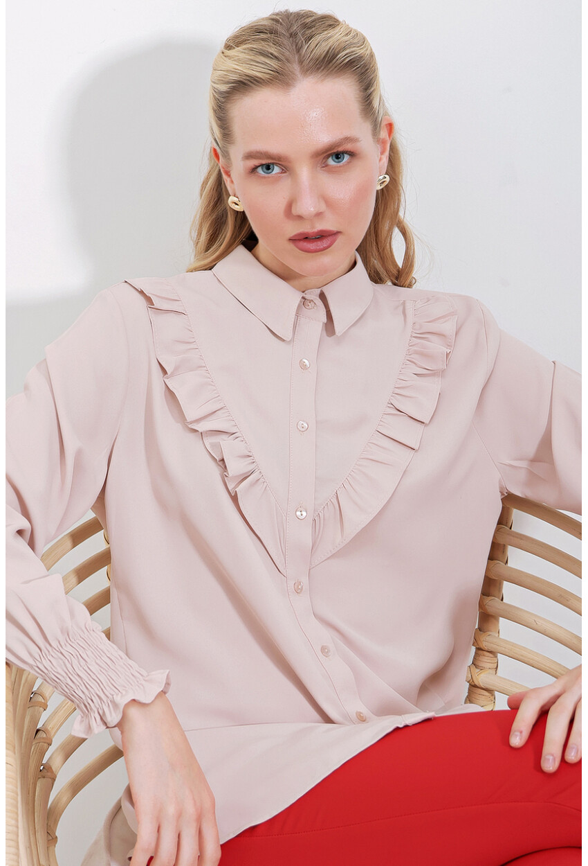 20223 Long Sleeve Shirt With Ruffles