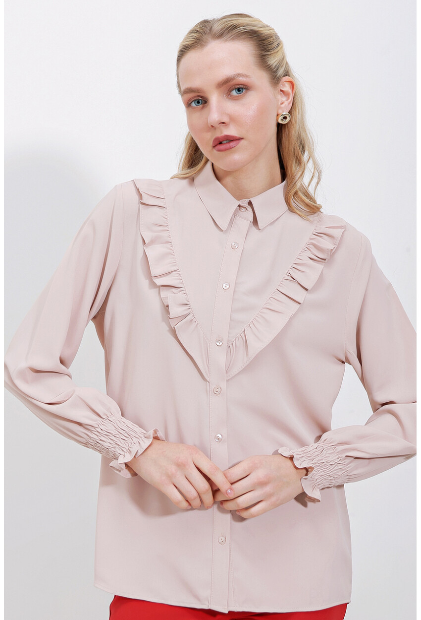 20223 Long Sleeve Shirt With Ruffles