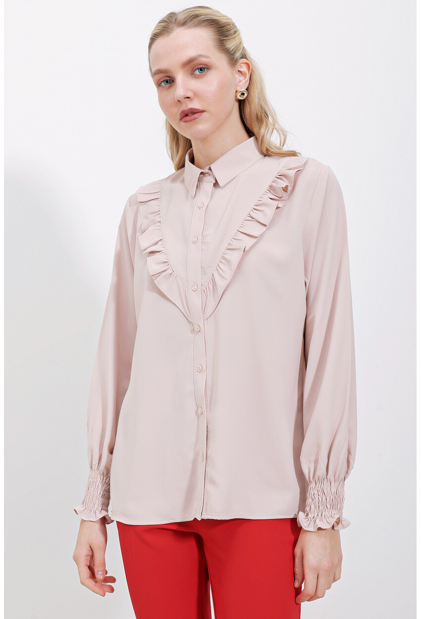 20223 Long Sleeve Shirt With Ruffles