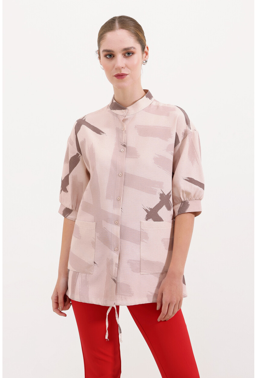 20226 Patterned Oversized Shirt