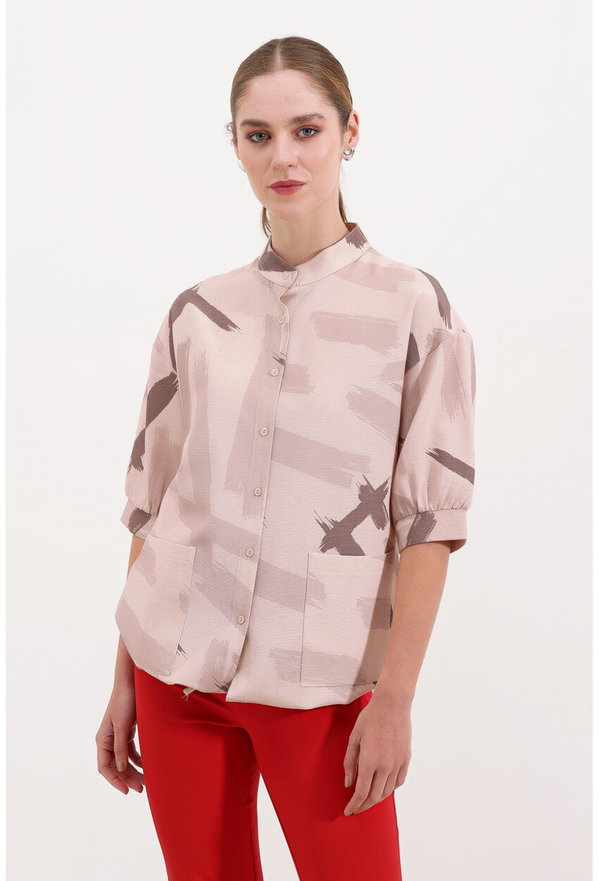 20226 Patterned Oversized Shirt