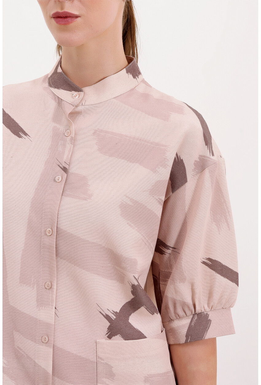 20226 Patterned Oversized Shirt