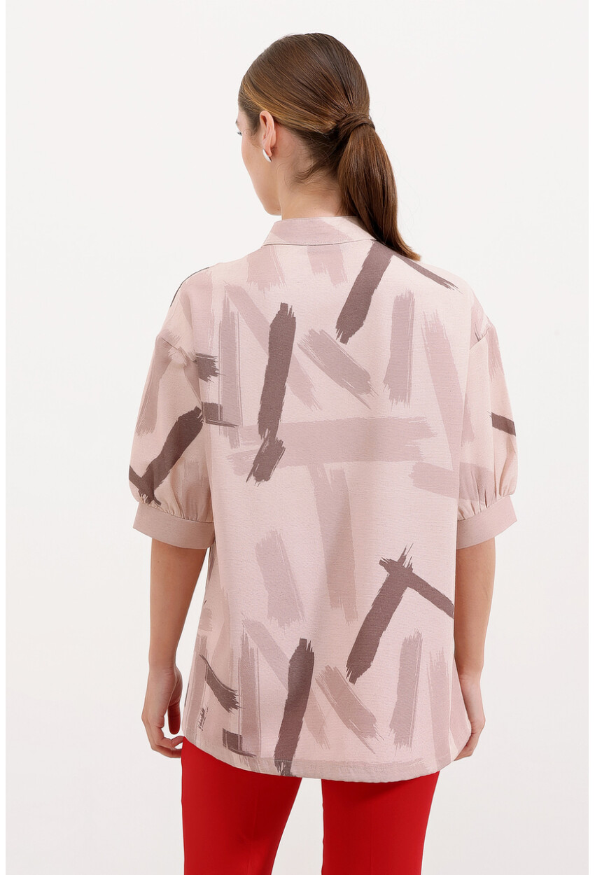 20226 Patterned Oversized Shirt