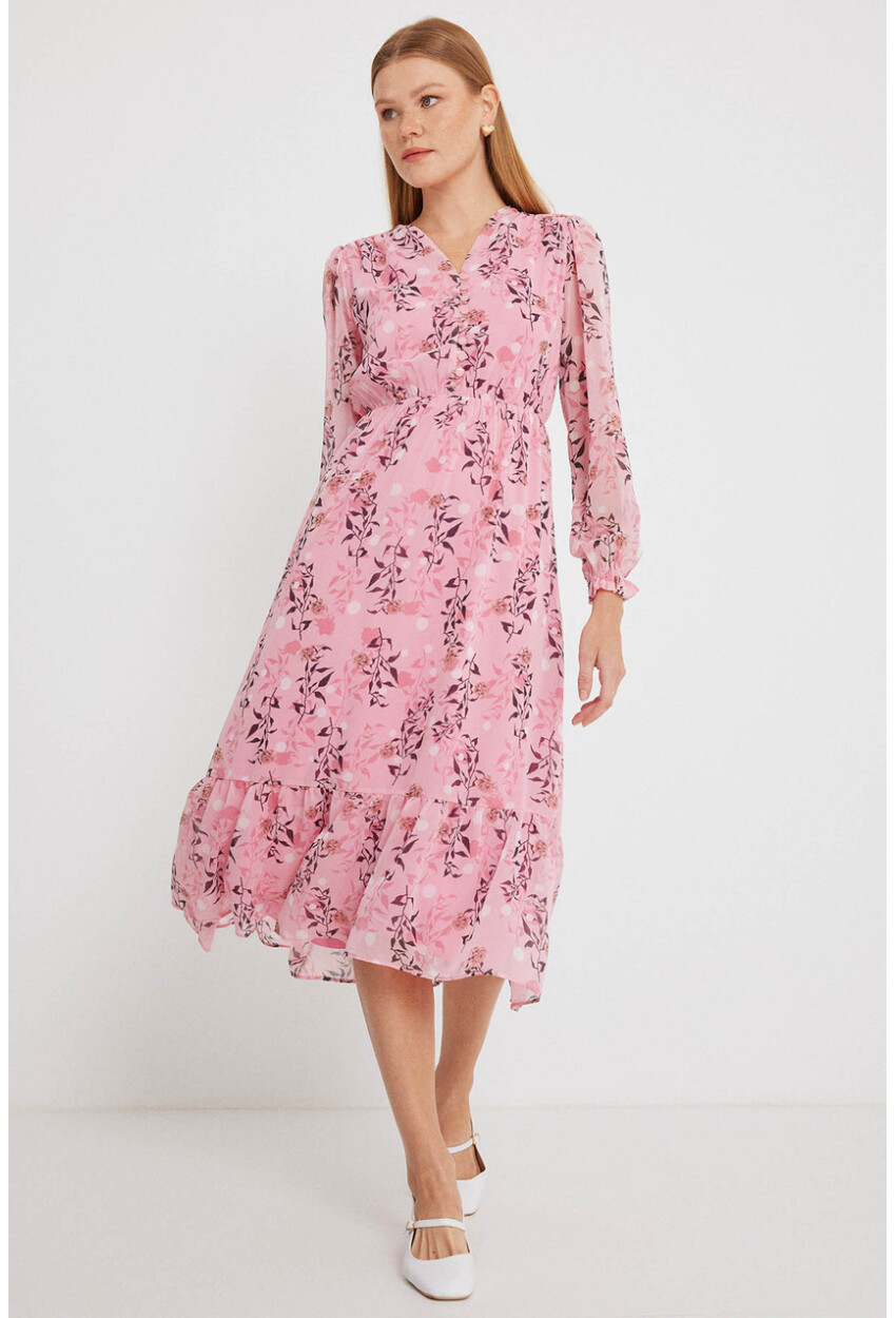 2137 Patterned Chiffon Dress