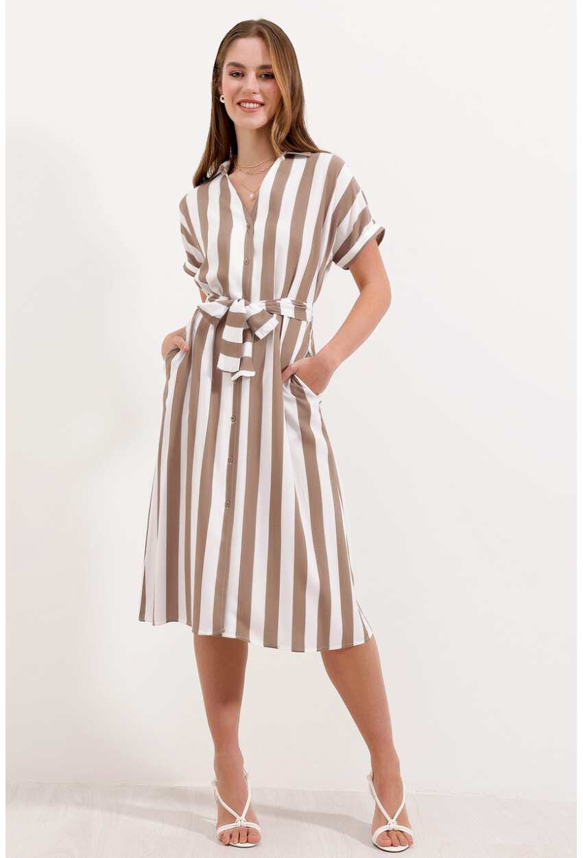 2456 Shirt Dress With Stripes