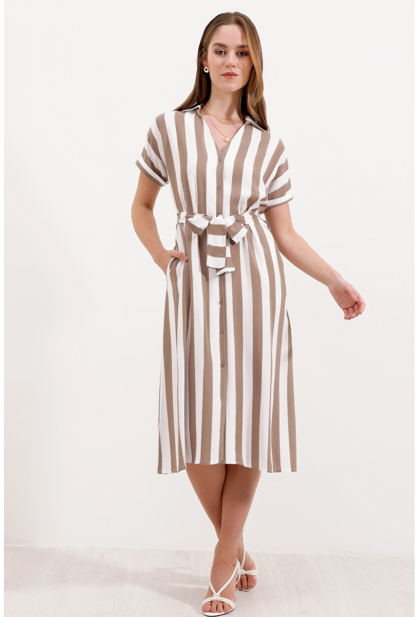 2456 Shirt Dress With Stripes