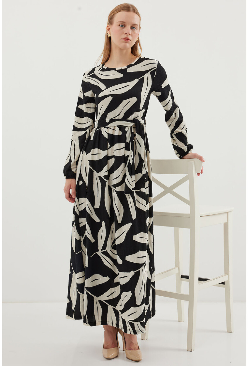 2488 Patterned Long Knit Dress