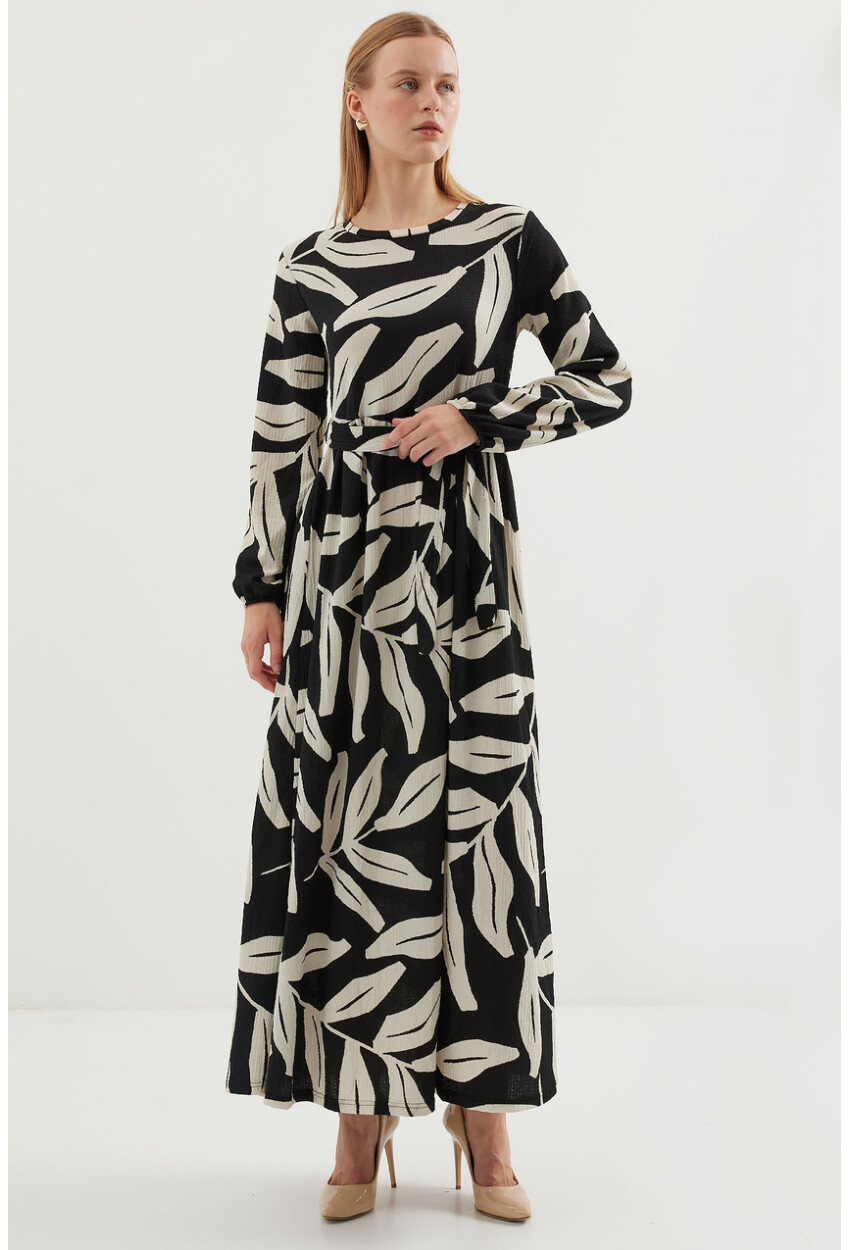 2488 Patterned Long Knit Dress