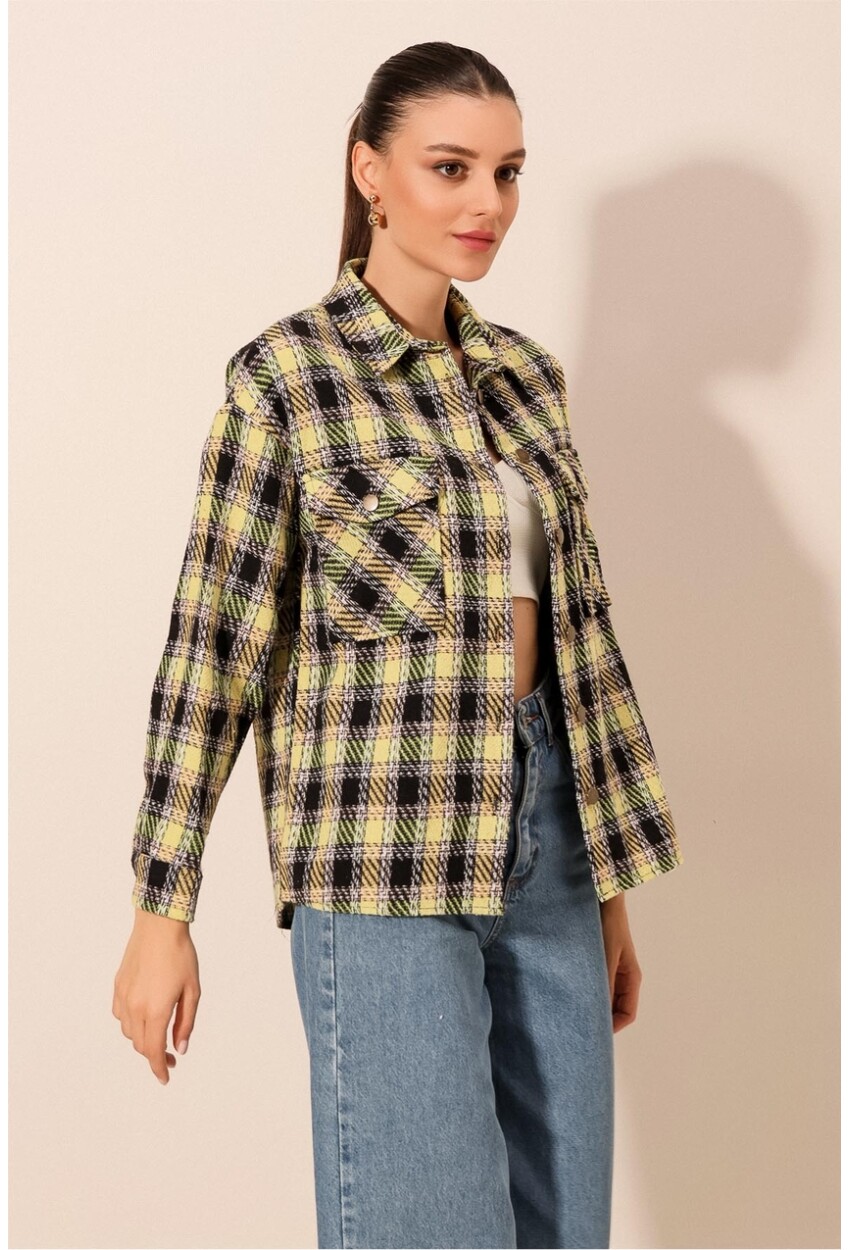 3854 Plaid Shirt With Double Pocket