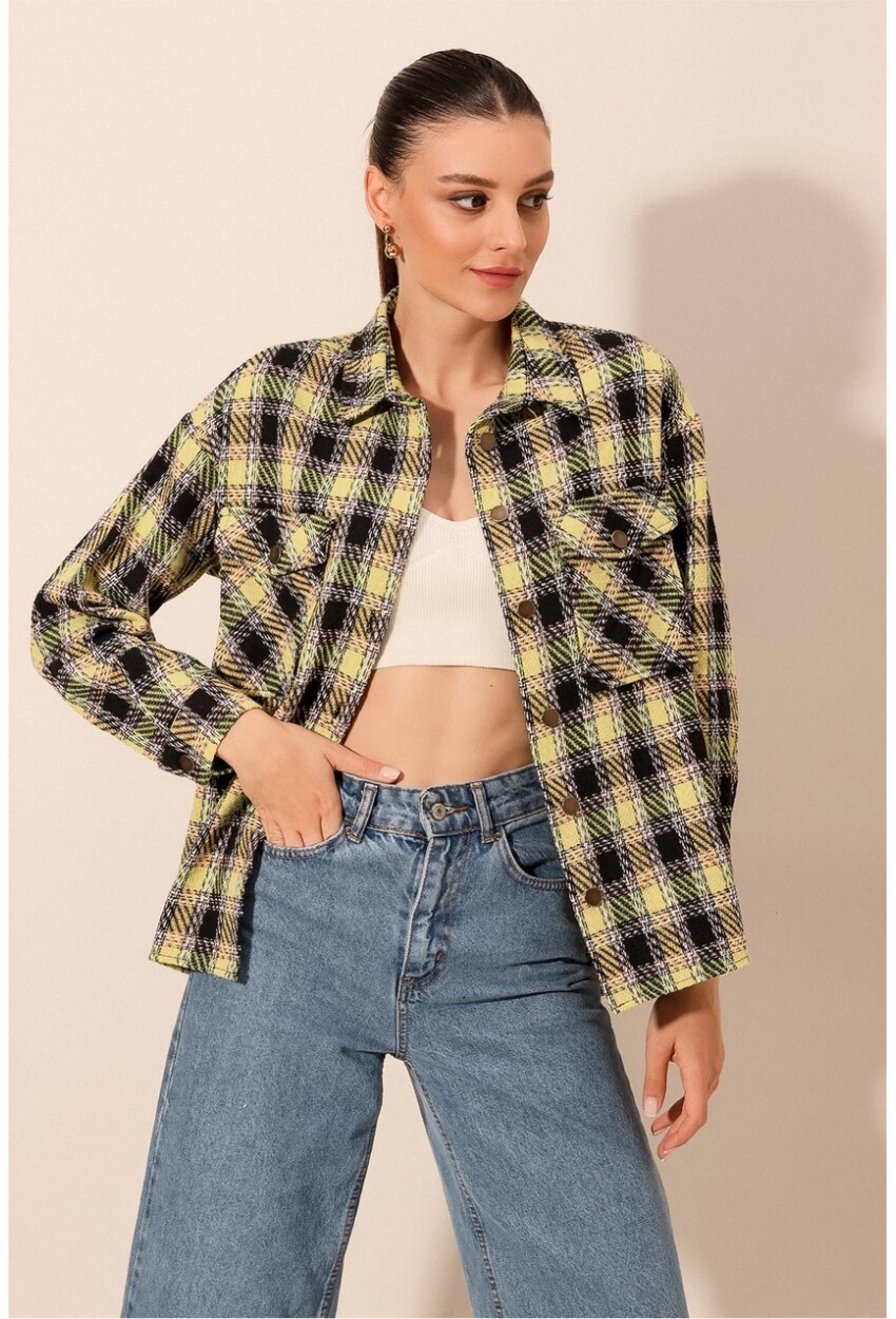 3854 Plaid Shirt With Double Pocket