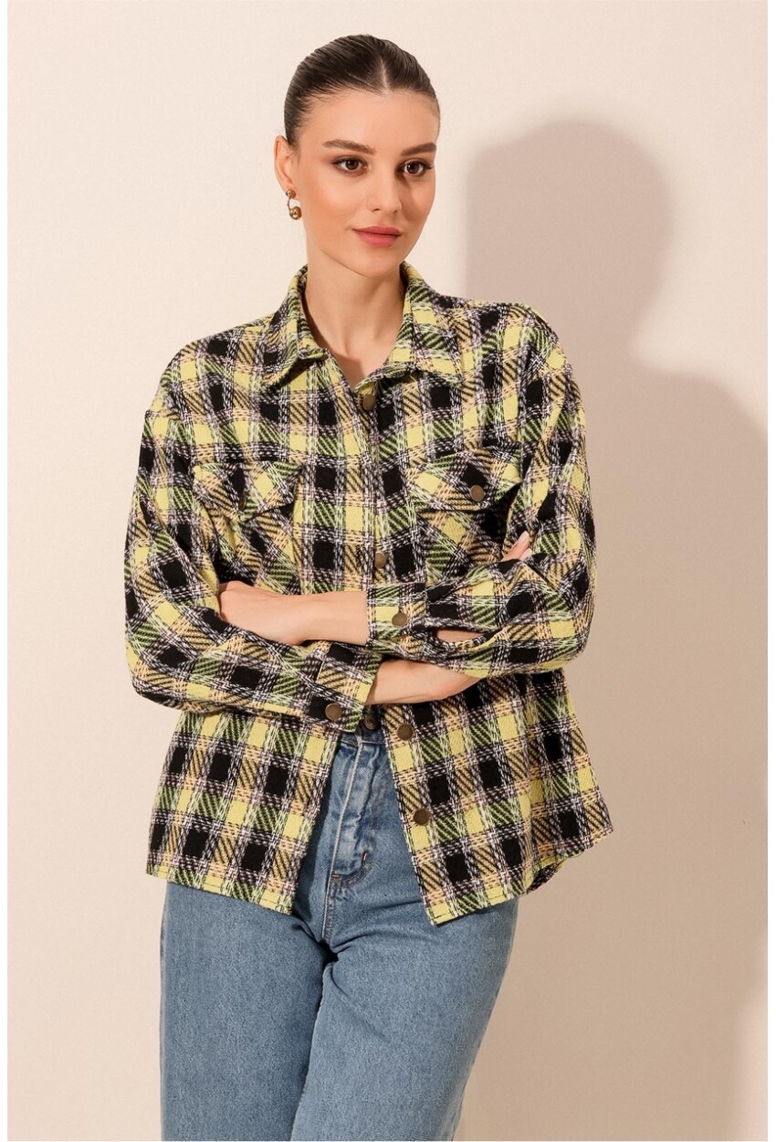 3854 Plaid Shirt With Double Pocket