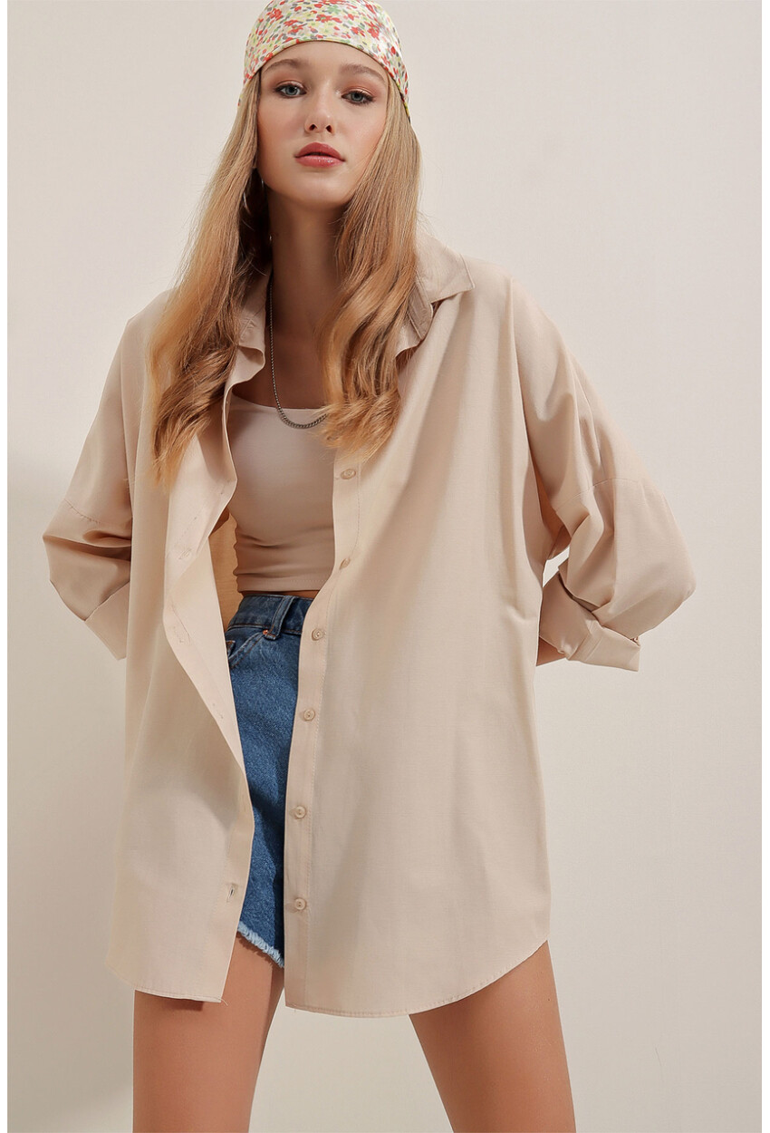 3900 Oversized Long Basic Shirt